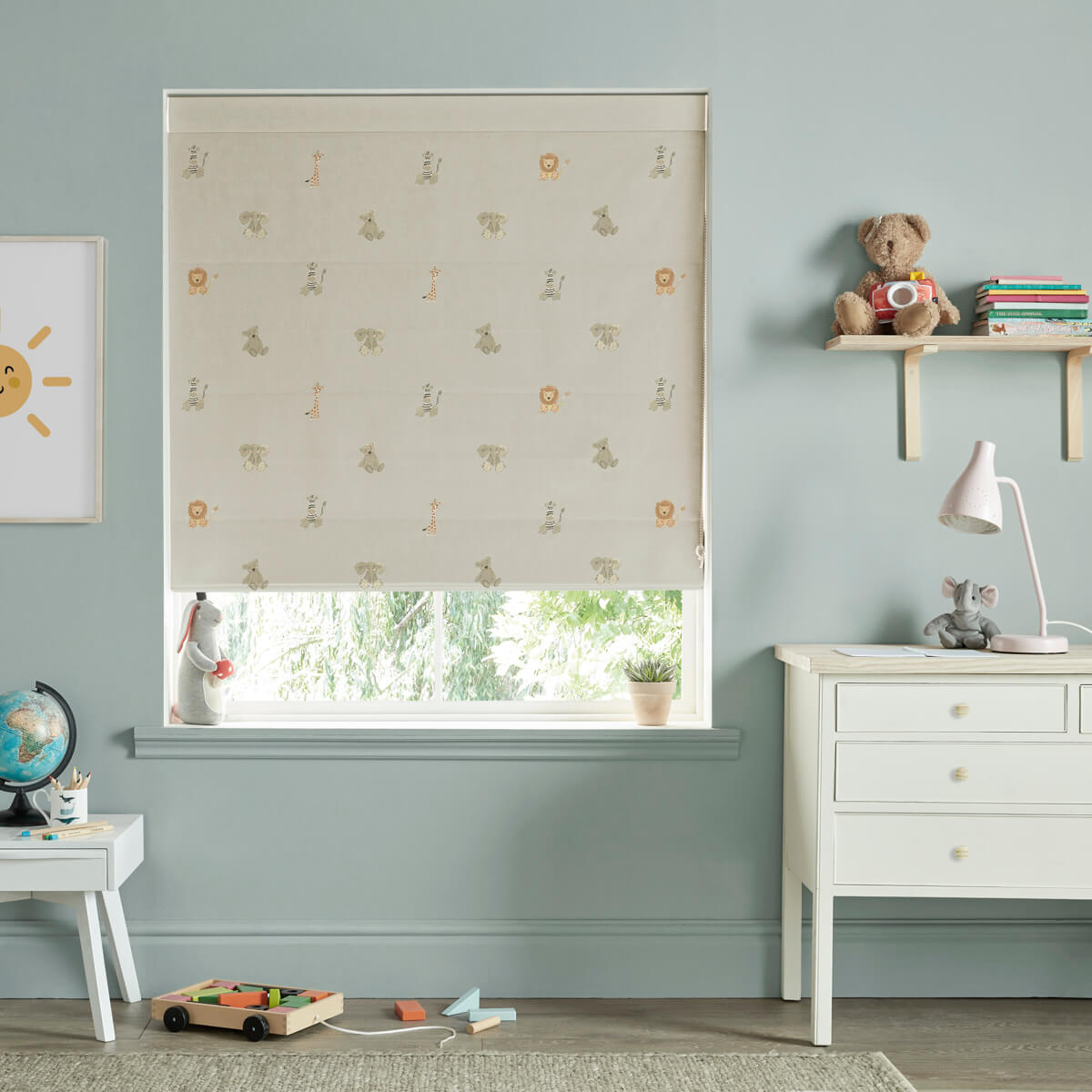 Bears & Balloons Linen Made to Measure Roman Blind