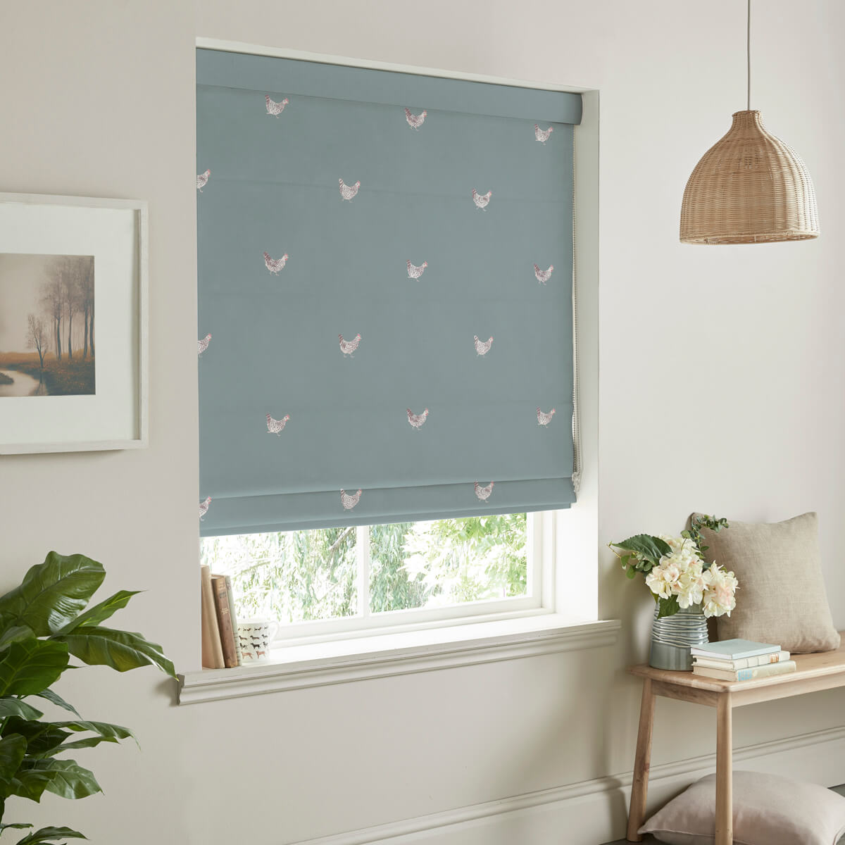 Chicken Deep Duck Egg Made to Measure Roman Blind