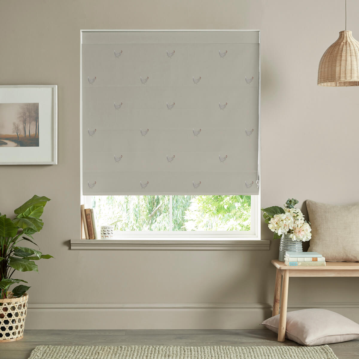 Chicken Natural Made to Measure Roman Blind