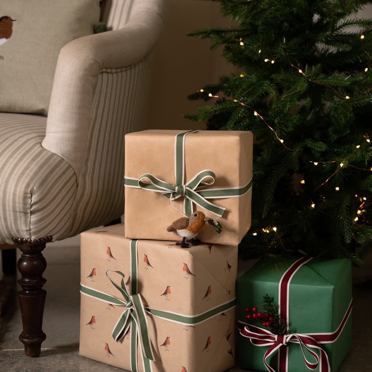 Leaf Green Stripe Ribbon