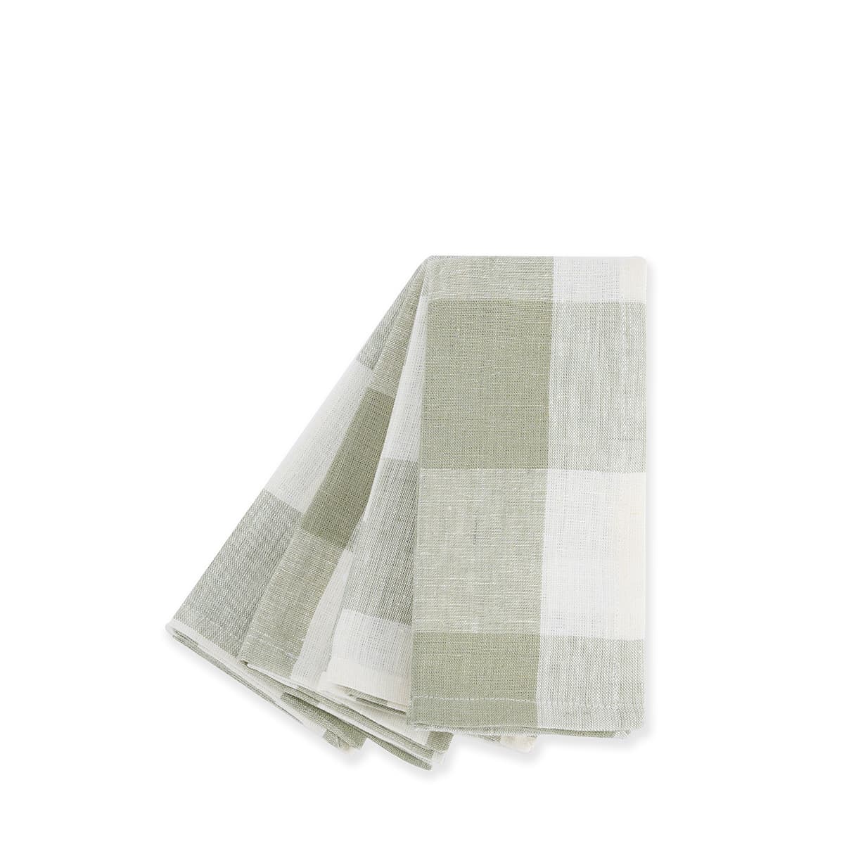 White and Olive Sage Napkins (Set of 4)