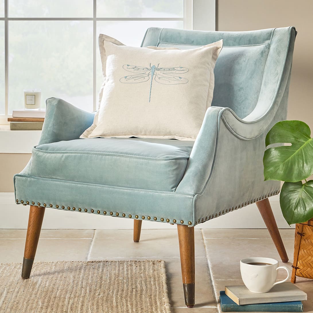 Dragonfly Linen Blend Embroidered Cushion by Sophie Allport