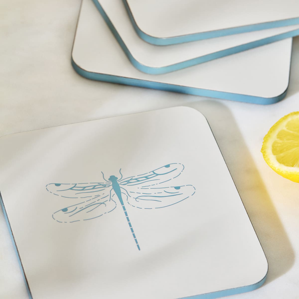 Dragonfly White Coasters (Set of 4)