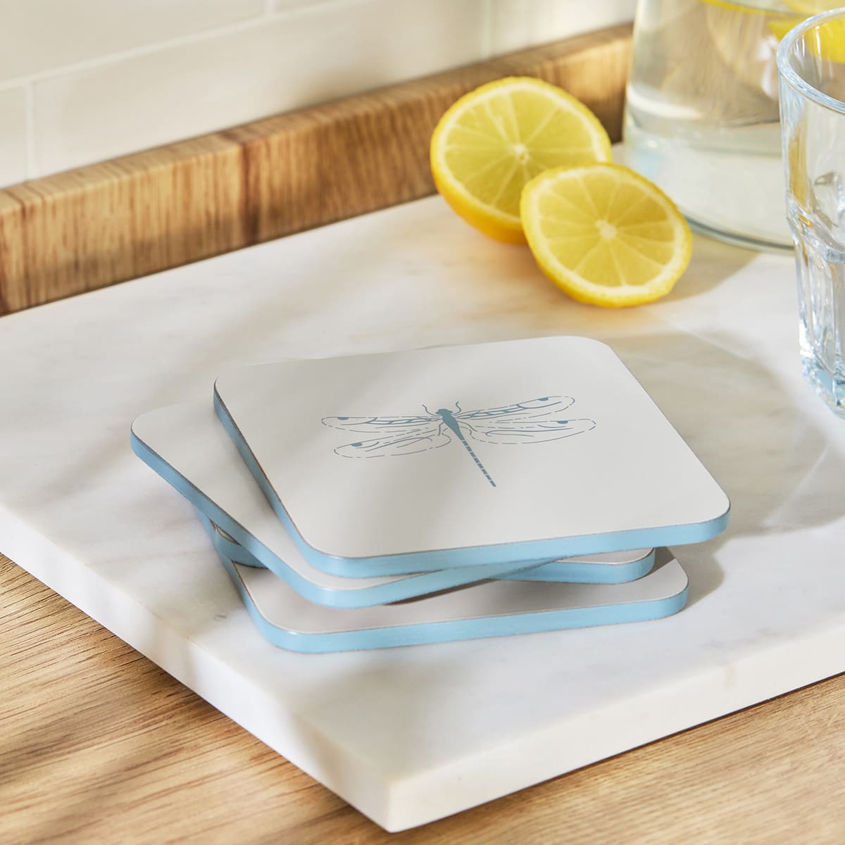 Dragonfly White Coasters (Set of 4)