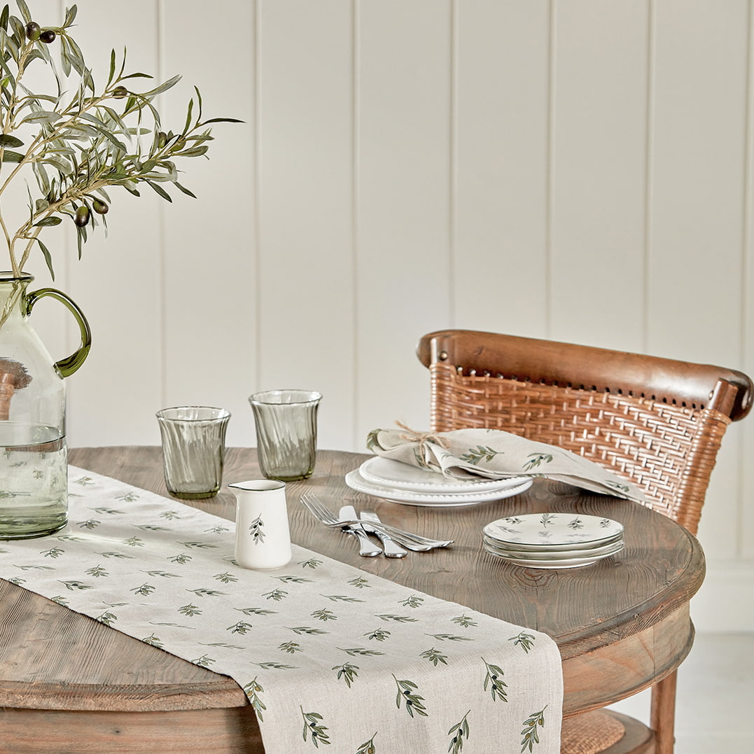 Olive Linen Table Runner by Sophie Allport