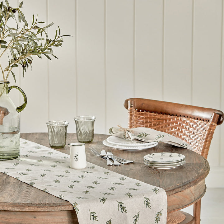 Olive Linen Table Runner by Sophie Allport