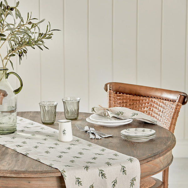 Olive Linen Table Runner by Sophie Allport