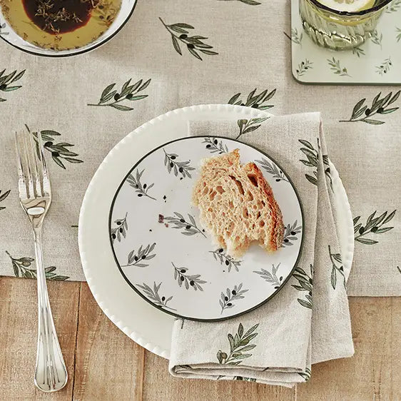 Olive Branches Linen Table Runner