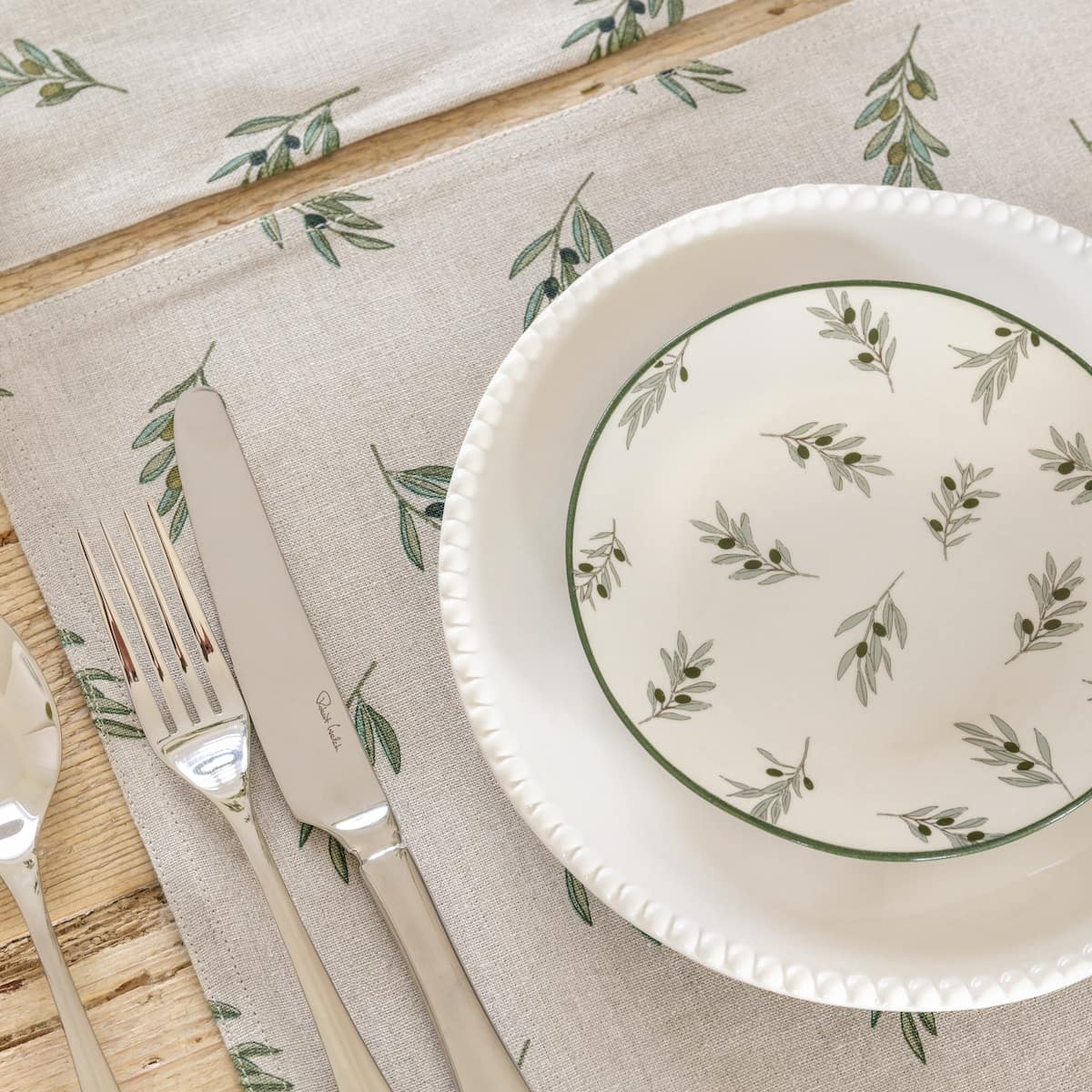 Olive Linen Fabric Placemat (Set of 2) by Sophie Allport