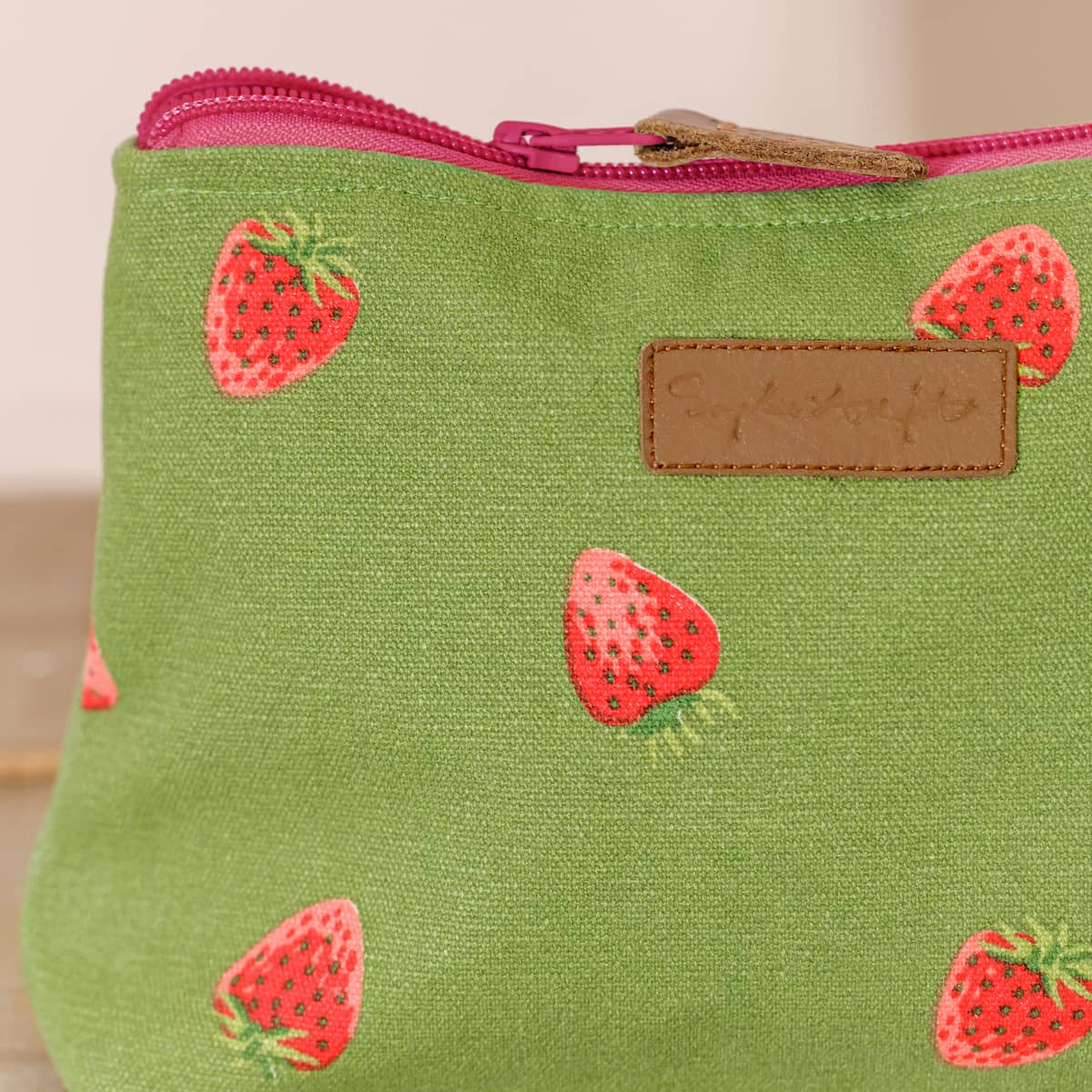 Strawberries Canvas Makeup Bag