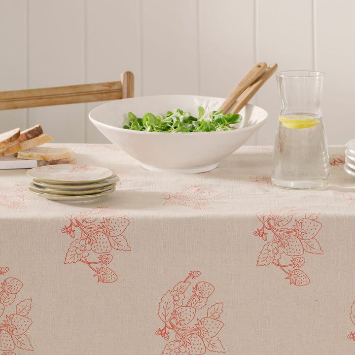 Strawberries Linen Blend Tablecloth by Sophie Allport