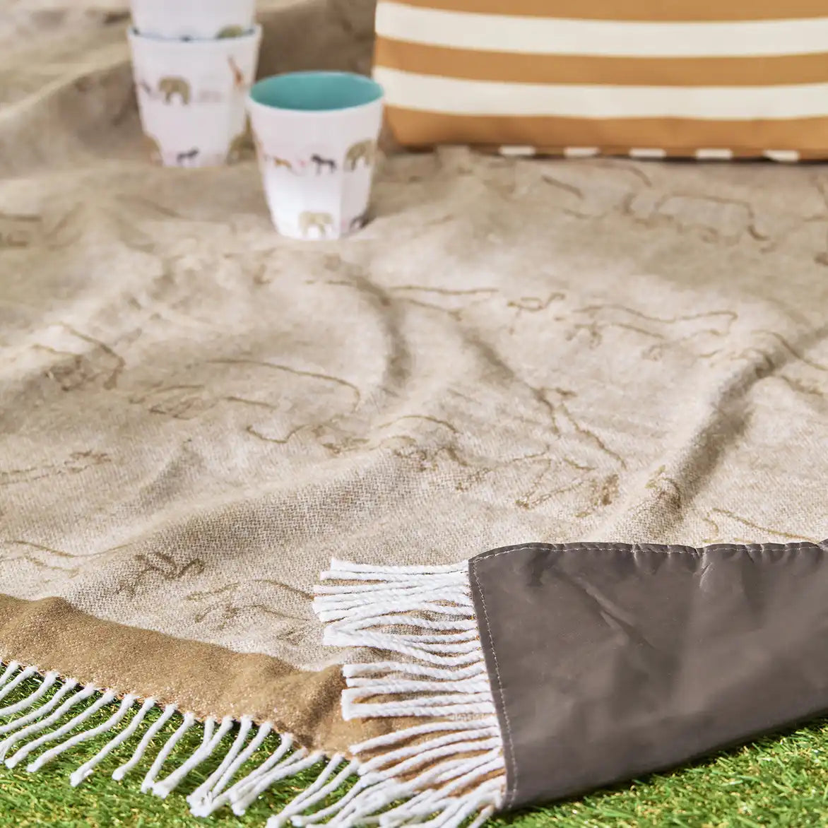 Animals Of The Savannah Knitted Picnic Blanket