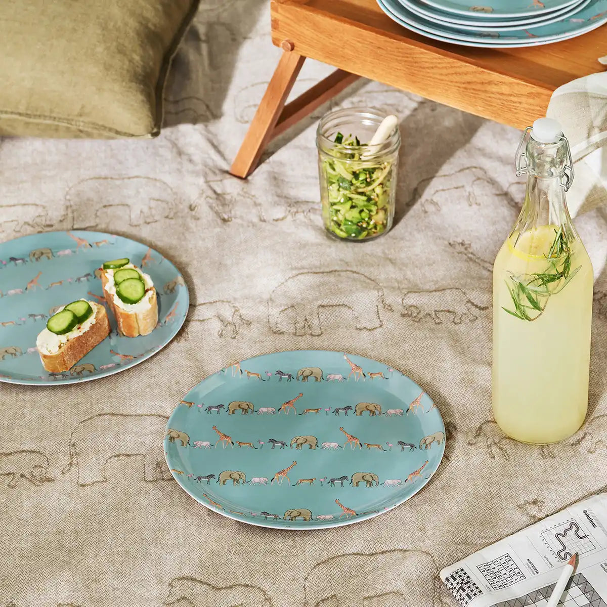 Animals Of The Savannah Knitted Picnic Blanket