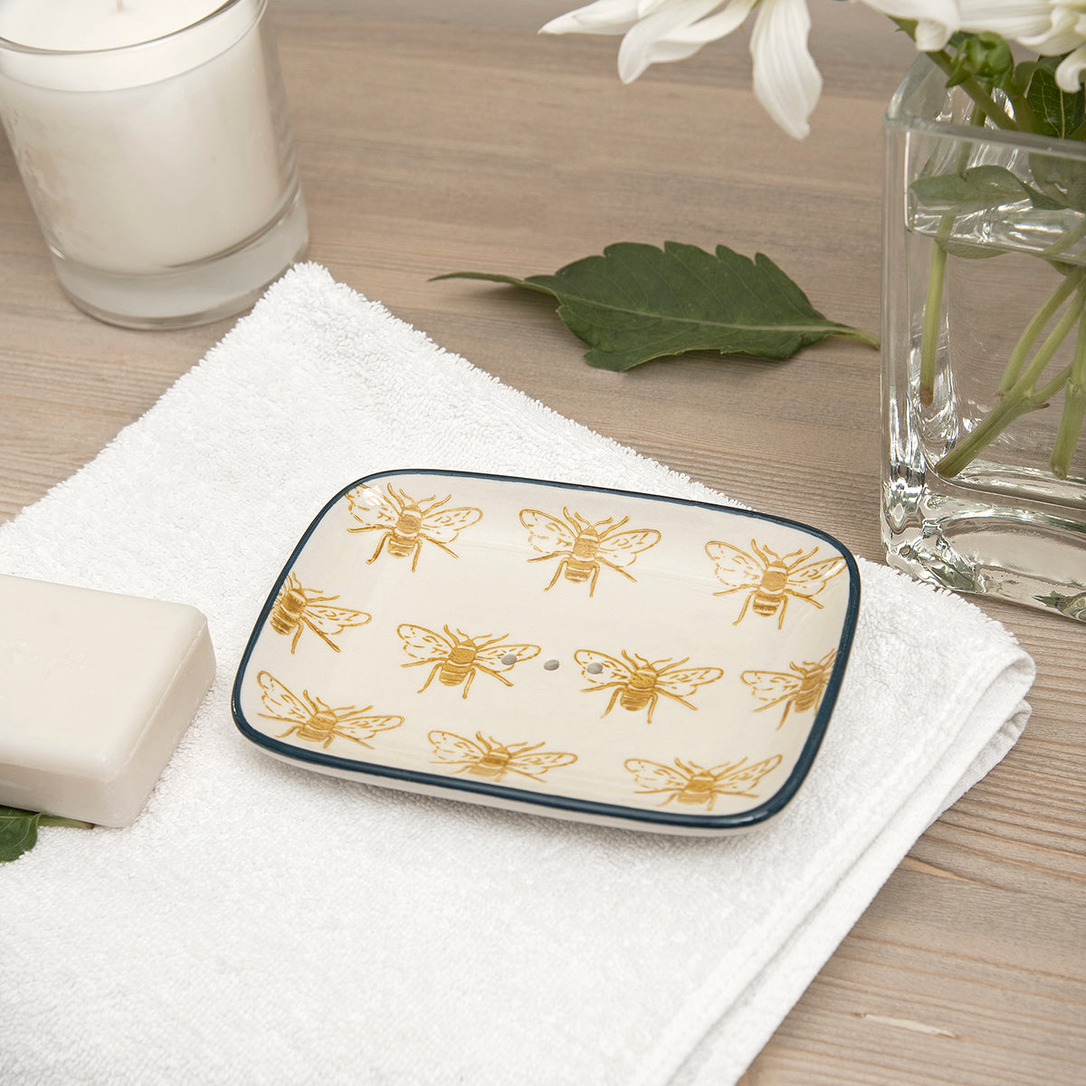 Bees Stoneware Soap Dish by Sophie Allport