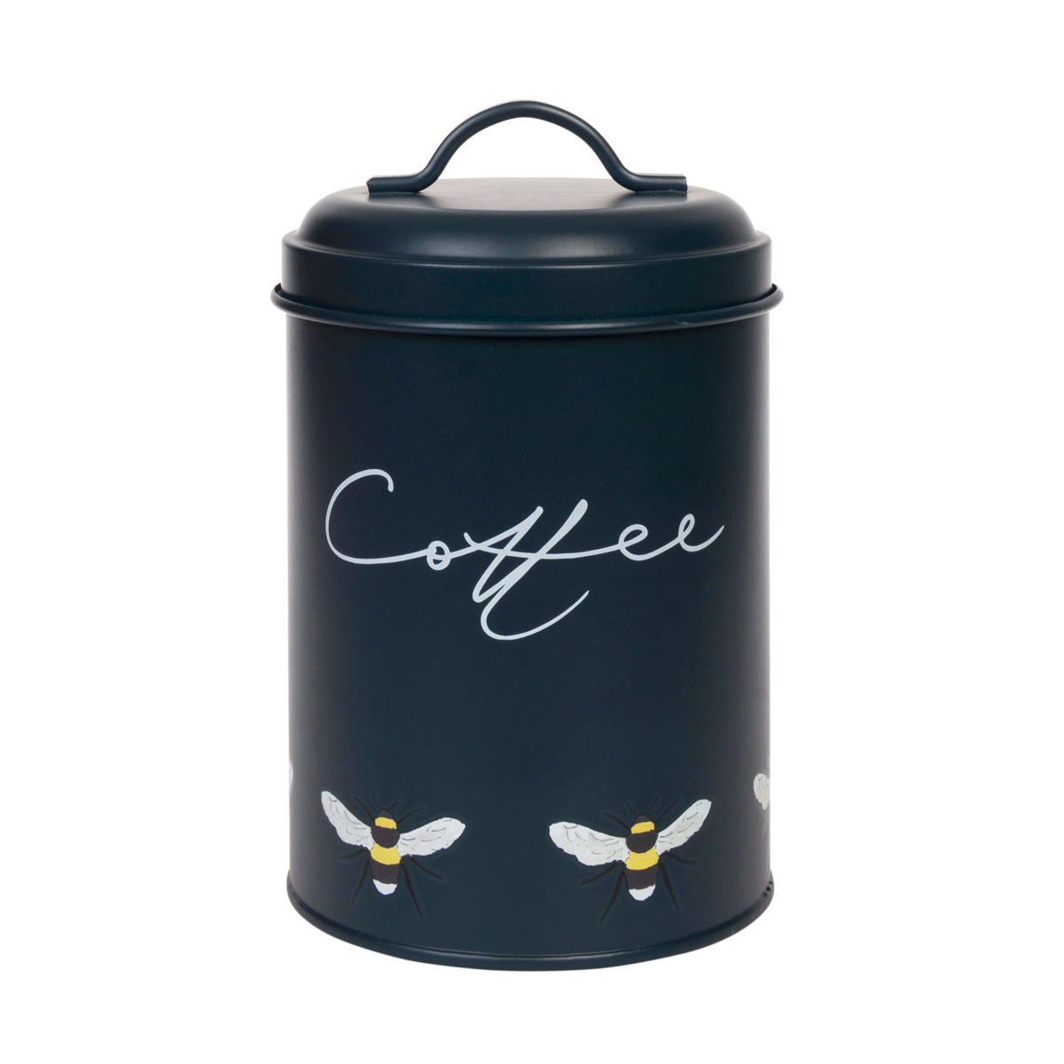 Navy coffee tin part of Sophie Allport's bee collection