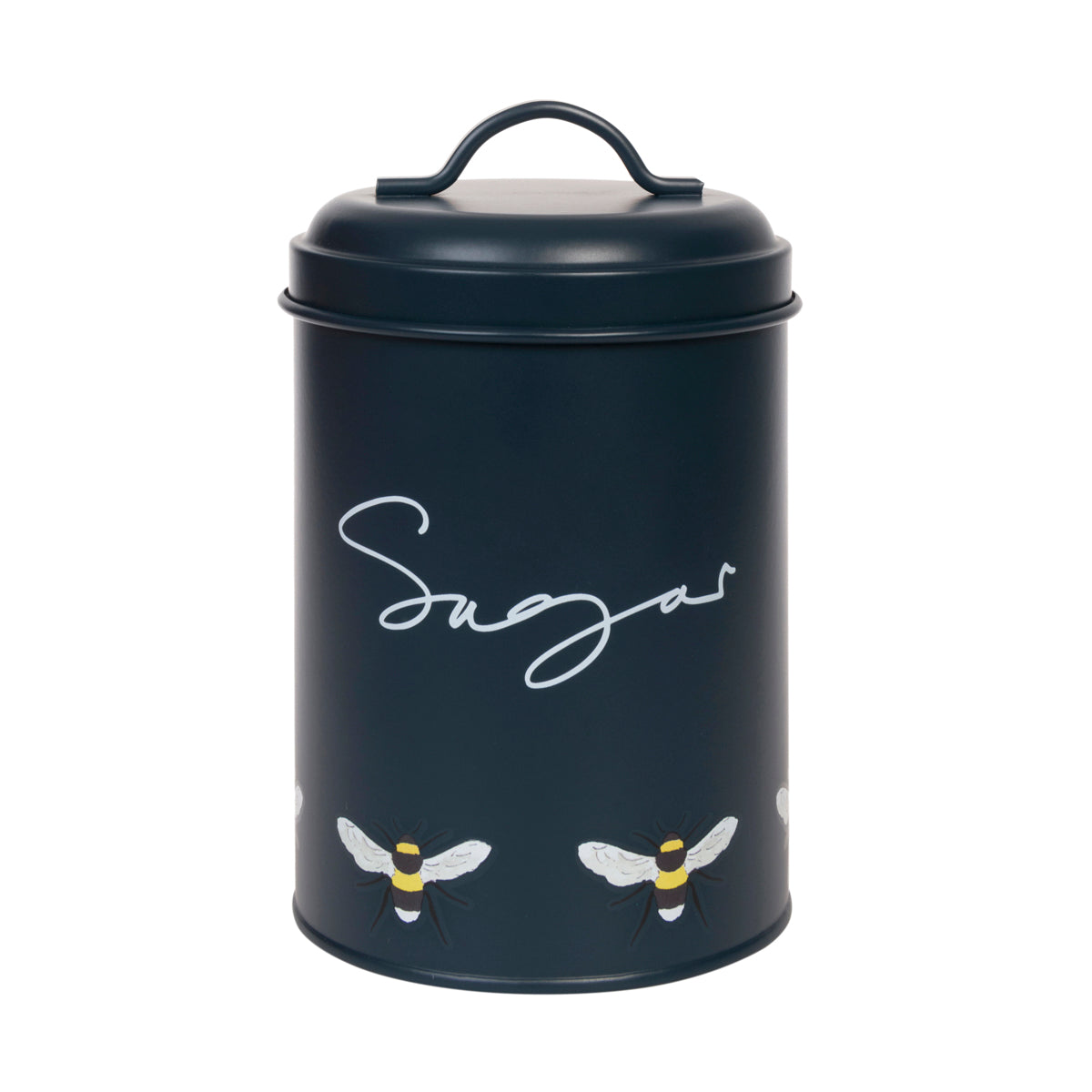 Made from galvanised steel with a navy background, this sugar tin is part of Sophie Allport's Bees Collection. 