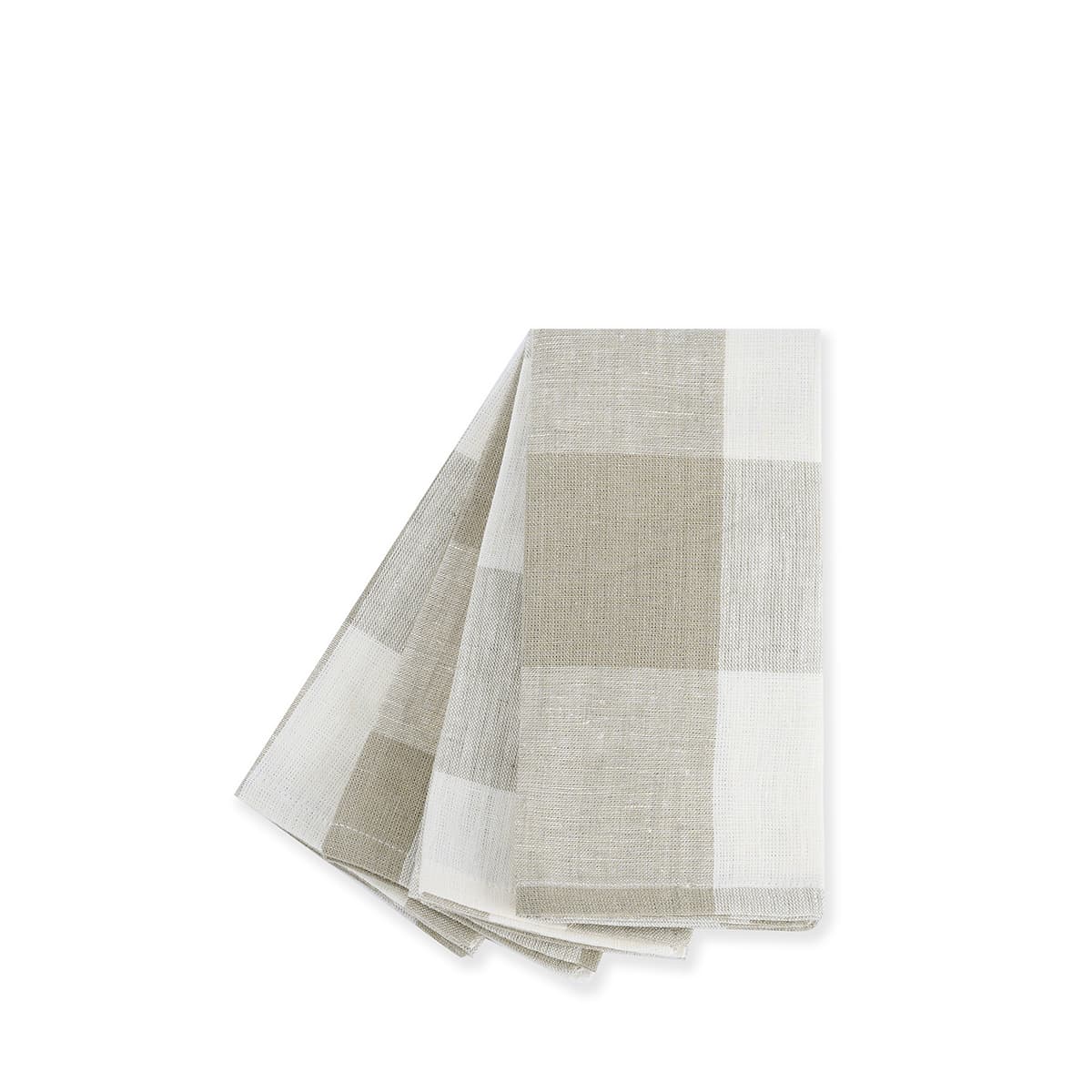 White and Neutral Stone Gingham Linen Napkins (Set of 4)