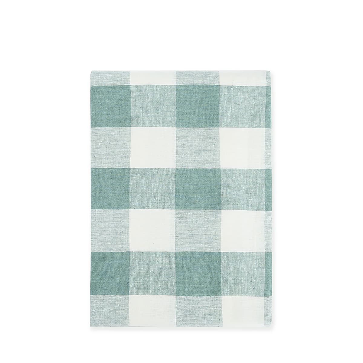 Teal Gingham Linen Tablecloth