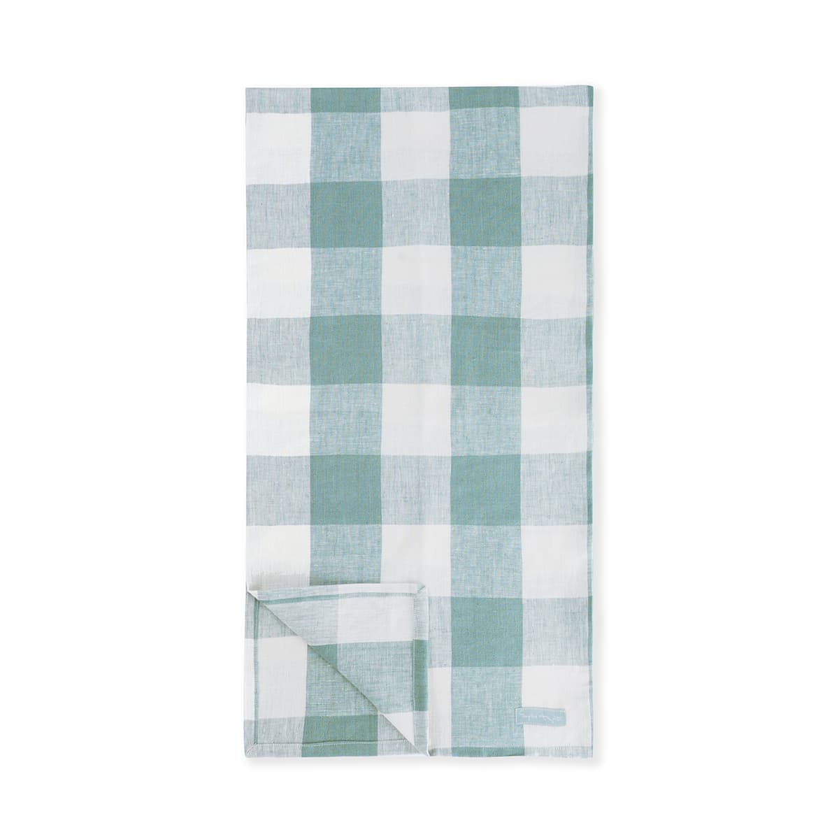 Teal Gingham Linen Table Runner