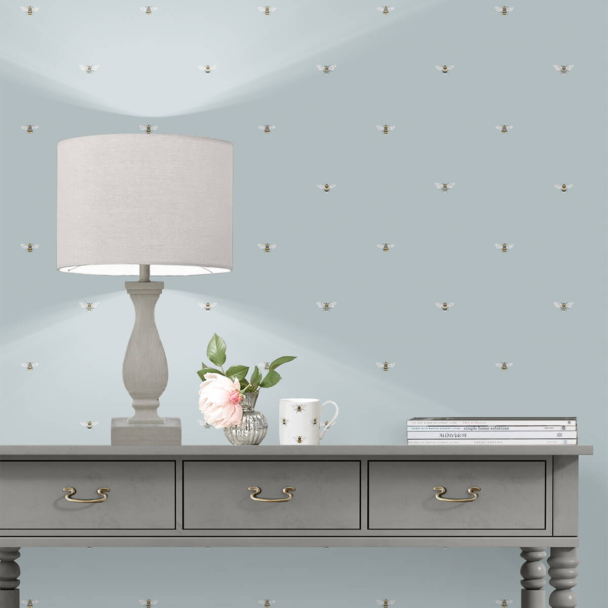 Bees Duck Egg Wallpaper