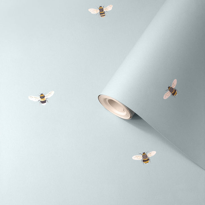 Bees Duck Egg Wallpaper