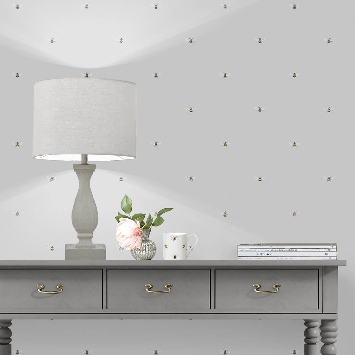 Bees Grey Wallpaper