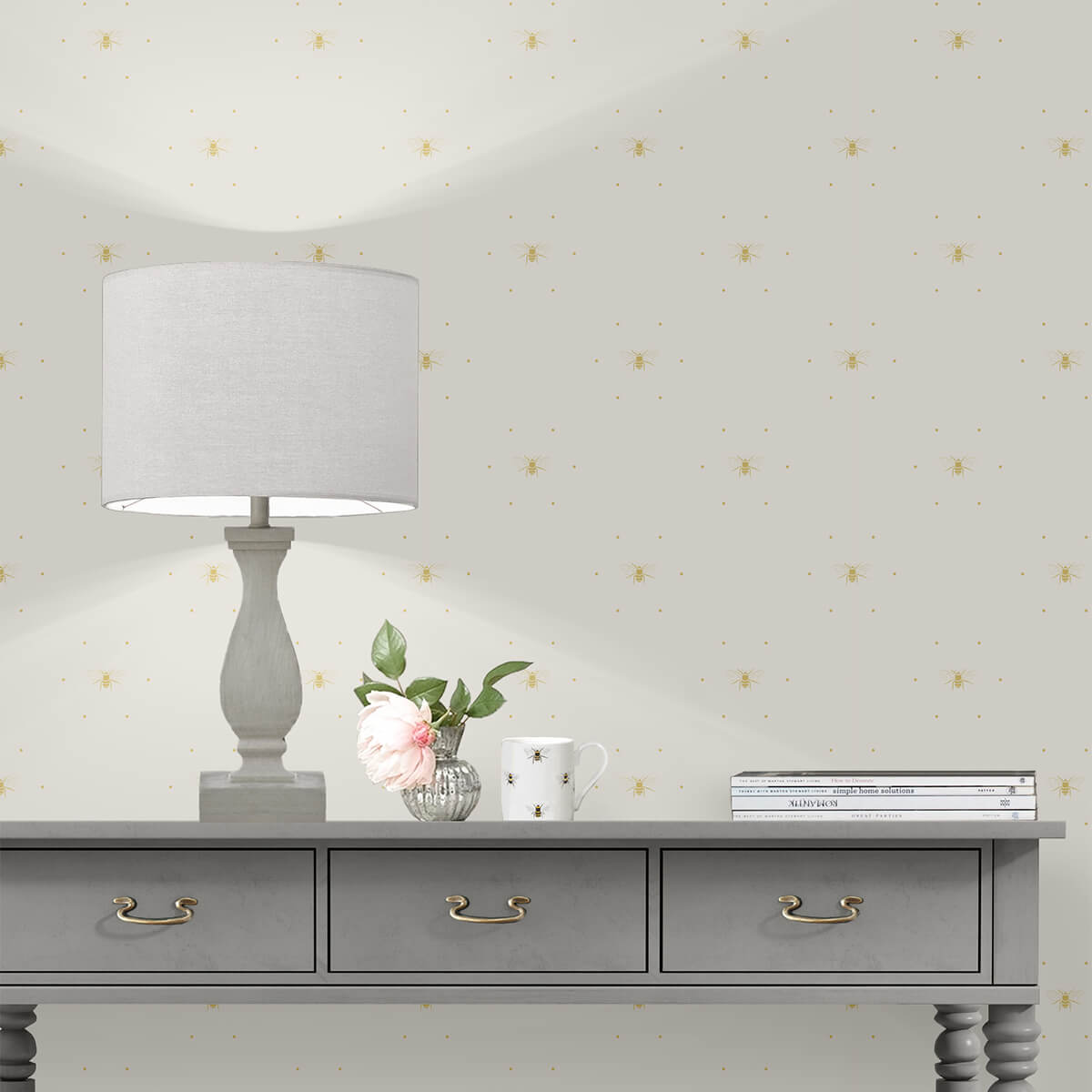 Bees Silhouette Cream & Ochre Wallpaper