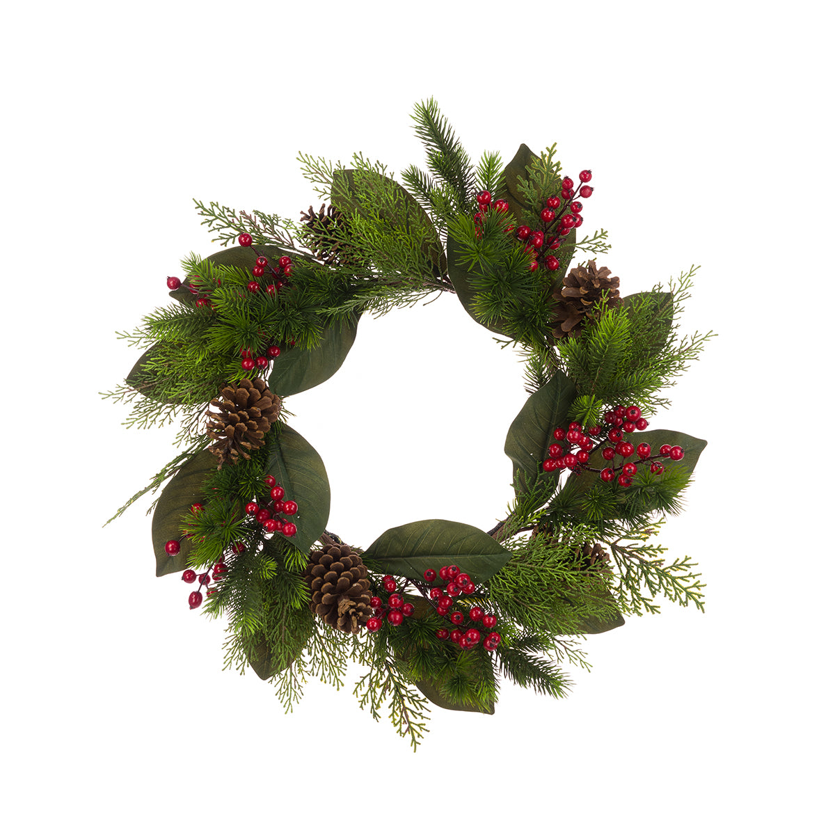 Red Berry Pine Cone Wreath