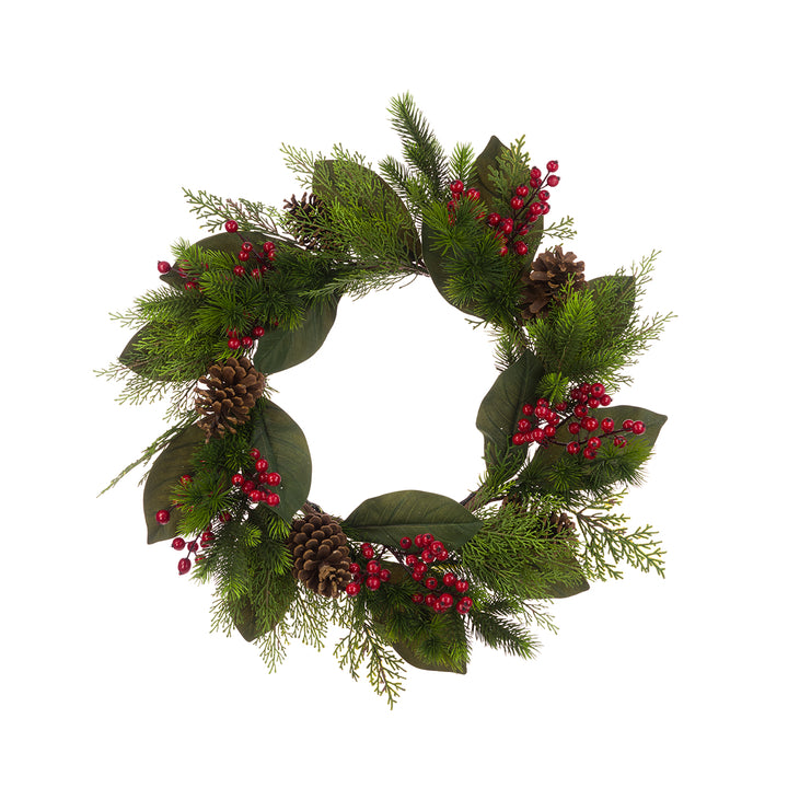 Red Berry Pine Cone Wreath